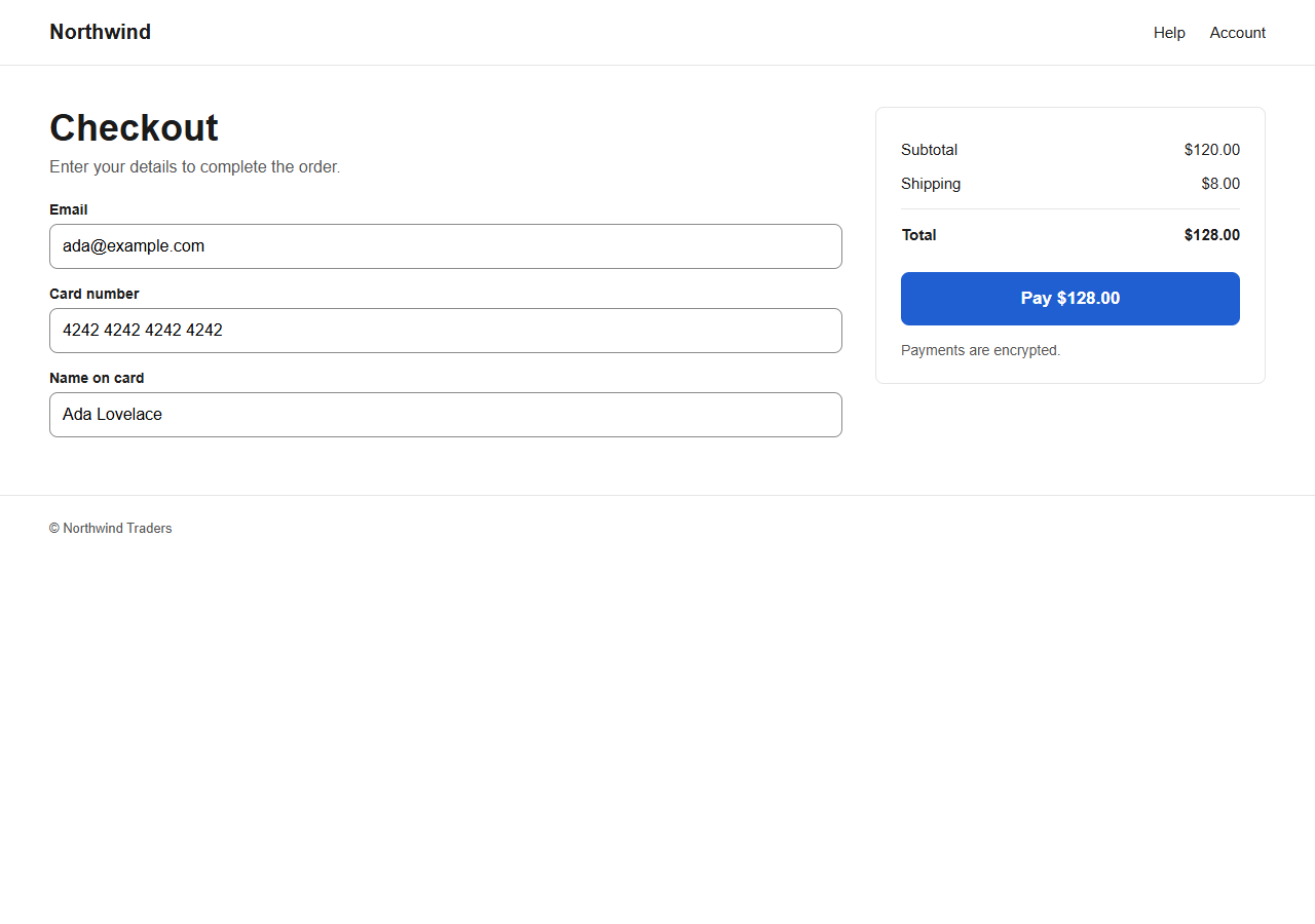 The approved checkout design.